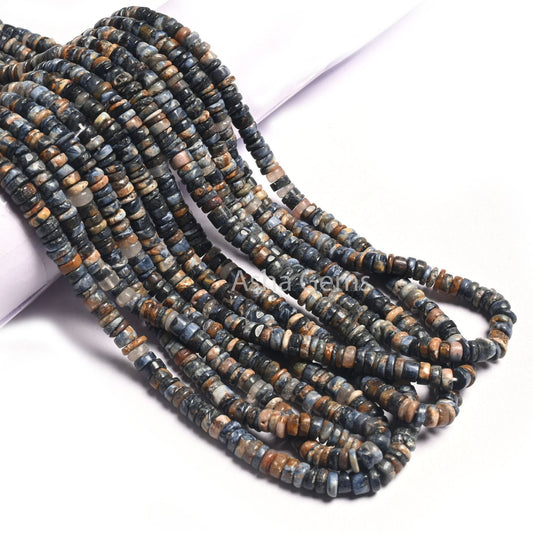 Beautiful Pietersite Smooth Heishi Tyre Gemstone Beads,4.5-5 mm Natural Pietersite Handmade Flat Wheel Shape Beads Jewelry Making Craft SALE