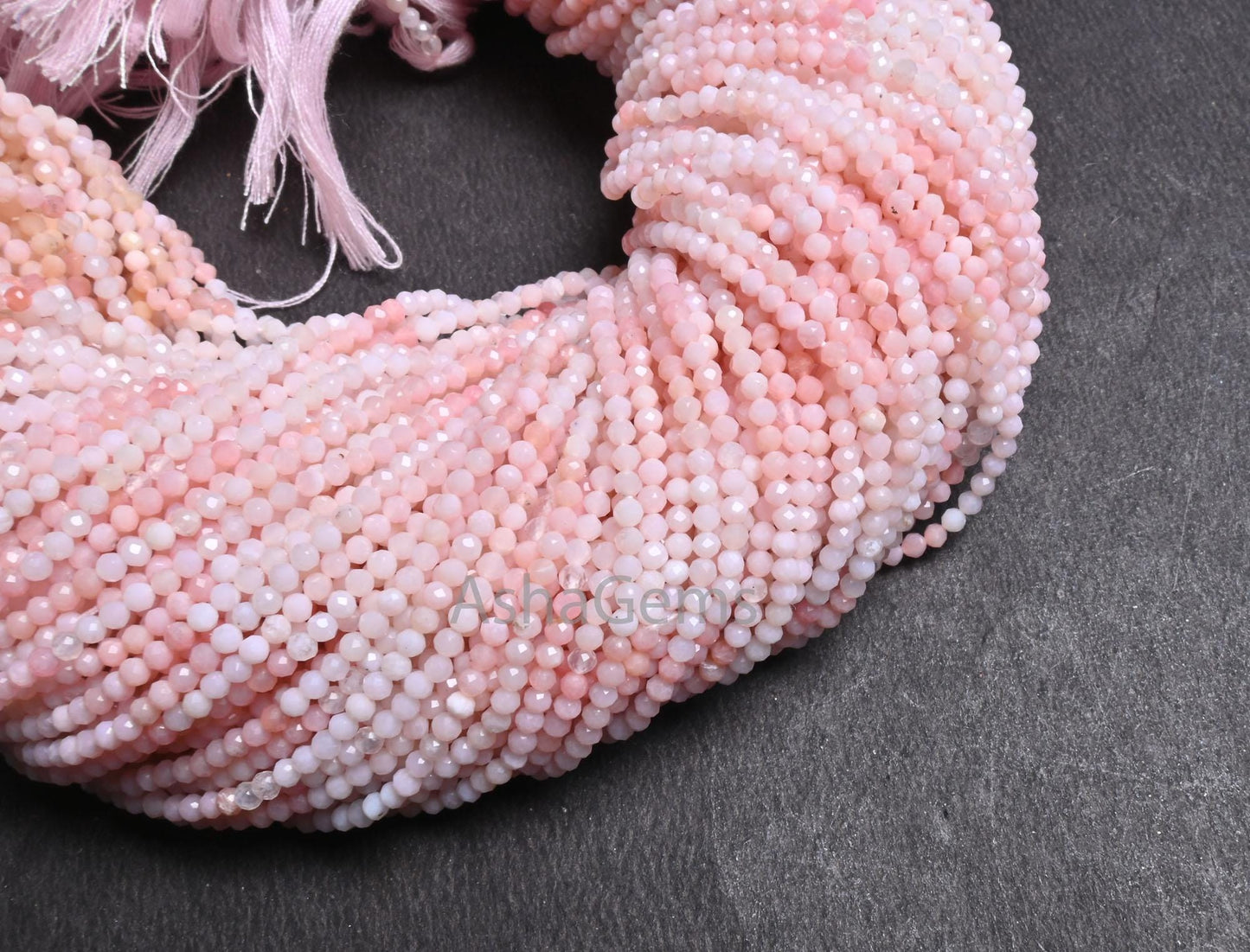 AAA Quality Pink Opal Faceted Rondelle Gemstone Tiny Beads,2.5 mm Genuine Opal Micro Cut Beads, Shaded Pink Opal Beads Jewelry Making Crafts