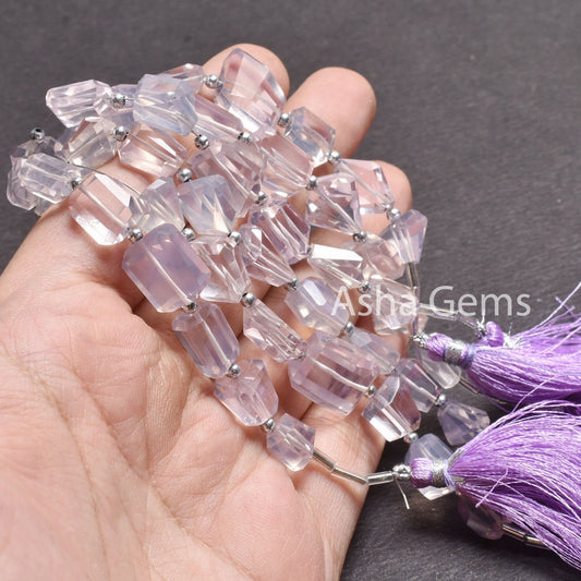 AAA Purple Lavender Quartz Faceted Nugget Gemstone Beads, Natural Lavender Quartz Beads Indian Cut Tumble Straight Drill Bead Jewelry Crafts