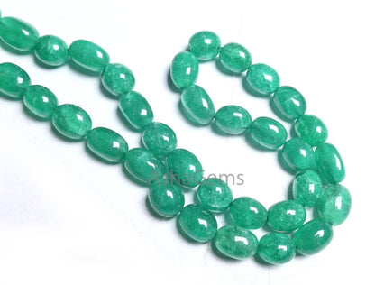 Beautiful Green Quartz Smooth Puff Oval Fancy Shape Beads,9/18" Strand Fine Quartz Plain Handmade Oval Quartz Gemstone Beads Jewelry Making