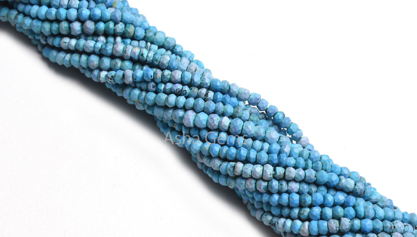 Blue Turquoise Howlite Indian Cut Faceted Beads,13.5" Strand Turquoise Faceted Rondelle Gemstone Beads, Howlite Turquoise Bead Jewelry Sale