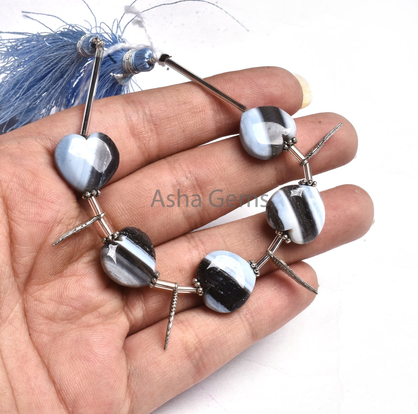 Blue Boulder Opal Carving Heart Gemstone Smooth Beads, Boulder Opal Handmade Carved Fancy Heart Straight Drill Finding Beads, Opal Bead SALE