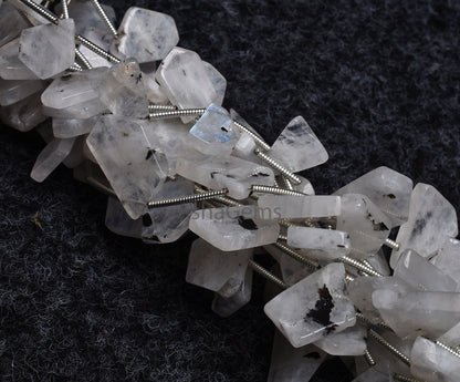 Moss rainbow Moonstone smooth uneven shape Side drill beads, Natural Blue Fire White rainbow fancy Flat Slice Gemstone bead For jewelry SALE