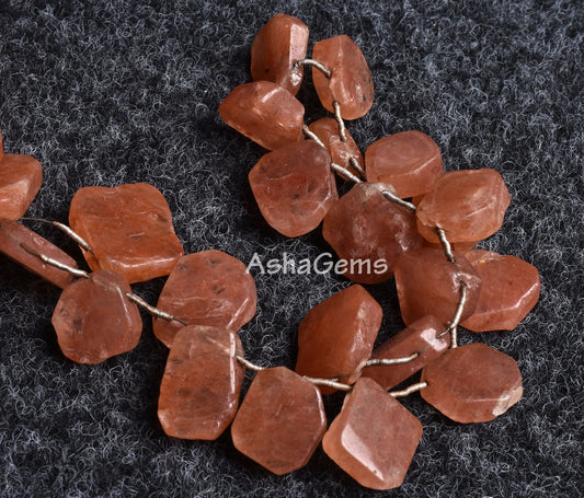 Natural Peach Moonstone Slice Rough Beads, Pink Moonstone Smooth Raw uneven Shape Beads, Gemstone Polish Flat Slice Beads Boho Jewelry Craft