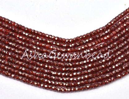13" Strand Beautiful Red Zircon Micro Cut Rondelle Faceted Gemstone Beads 3 mm,AAA Quality Cubic Red Zircon Machine Cut Bead Jewelry Crafts