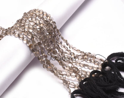 6 mm Natural Smoky Quartz Faceted Coin Shape gemstone Beads,AAA Quality Smoky Checker Cut Coin Briolette Beads,13" Strand Smoky Bead Jewelry