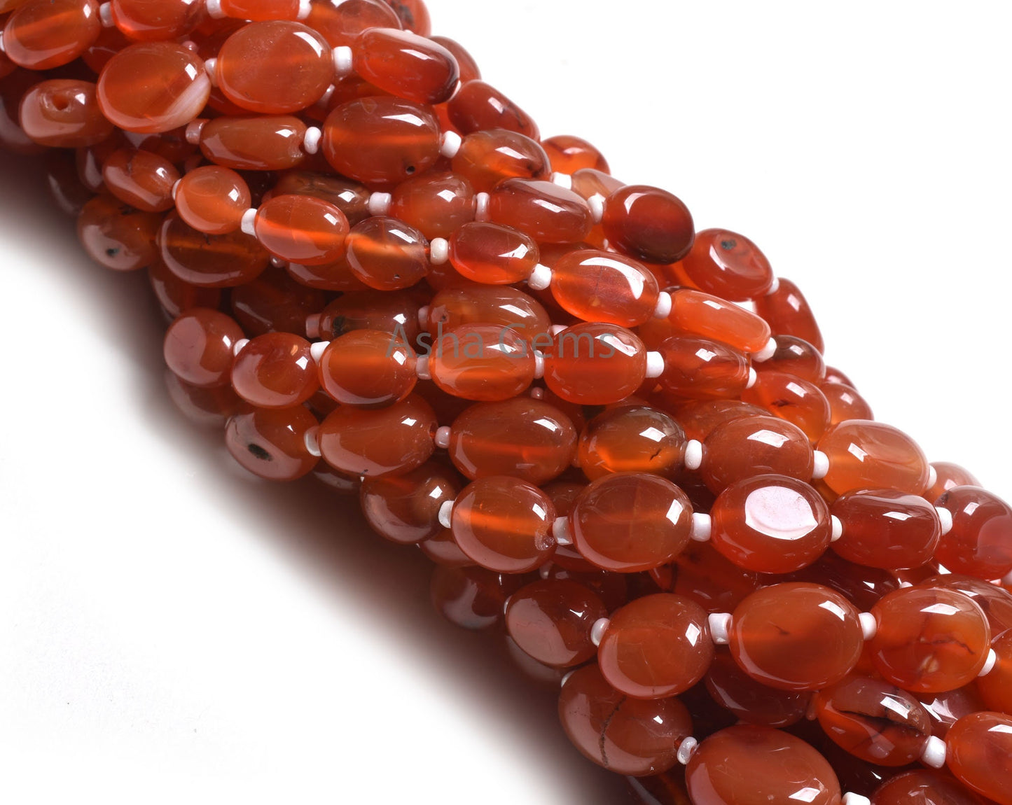 Natural Carnelian Oval Shape smooth Gemstone Beads,10" Strand Red Carnelian Handmade Uneven Oval Straight Drill Beads Jewelry Making Crafts
