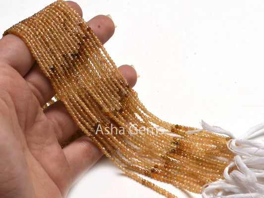 AAA Natural Yellow Tourmaline Faceted Micro Cut Beads,2.5mm Rare Shaded Yellow Tourmaline Machine Cut Rondelle Gemstone Bead Tourmaline SALE