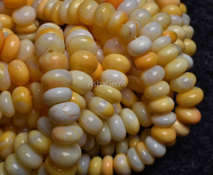 Beautiful Yellow Opal Shaded Gemstone Beads, Yellow Opal smooth Rondelle Beads Fine Quality Opal Handmade Plain Bead For Jewelry making SALE