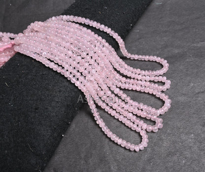 Natural Pink Rose Quartz Smooth Rondelle Shape Gemstone Beads,8/16" Rose Quartz Plain handmade Pink Quartz Beads Necklace Jewelry Craft SALE