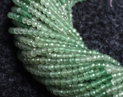 3 mm Genuine Aventurine Rondelle Faceted Gemstone Beads, Shaded Green aventurine Micro faceted machine Cut Beads AAA Quality aventurine Bead