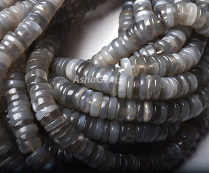 Beautiful Grey Moonstone Tyre Shape Gemstone Beads,16" Strand Natural Grey Moonstone Smooth Heishi Tyre Beads, AAA Moonstone Beads Jewelry