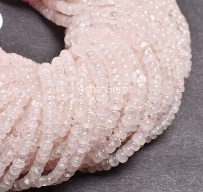 Pink Rose Quartz Smooth Beads, Natural Rose Quartz Plain Handmade Rondelle Gemstone Loose Beads,12" Rose Quartz Bead Jewelry Handicraft SALE
