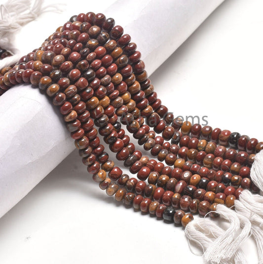 Fine Picture Jasper Smooth Rondelle Shape Beads,13" Strand Natural Jasper Plain Handmade Roundelle Gestone Loose Beads, Jasper Beads Jewelry
