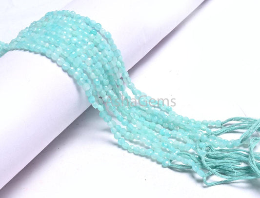 AAA Quality Peru Blue Amazonite Faceted Coin Tiny Gemstone Beads,4 mm Natural Amazonite Machine Cut Coin Amazonite Beads Jewelry Making SALE