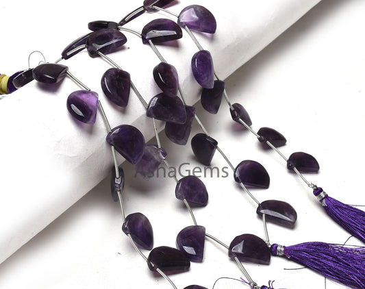 Natural Purple Amethyst Smooth Fancy Shape Beads,7"Strand African Amethyst Fancy D Shape Bead Gemstone Amethyst half Moon Beads Jewelry SALE
