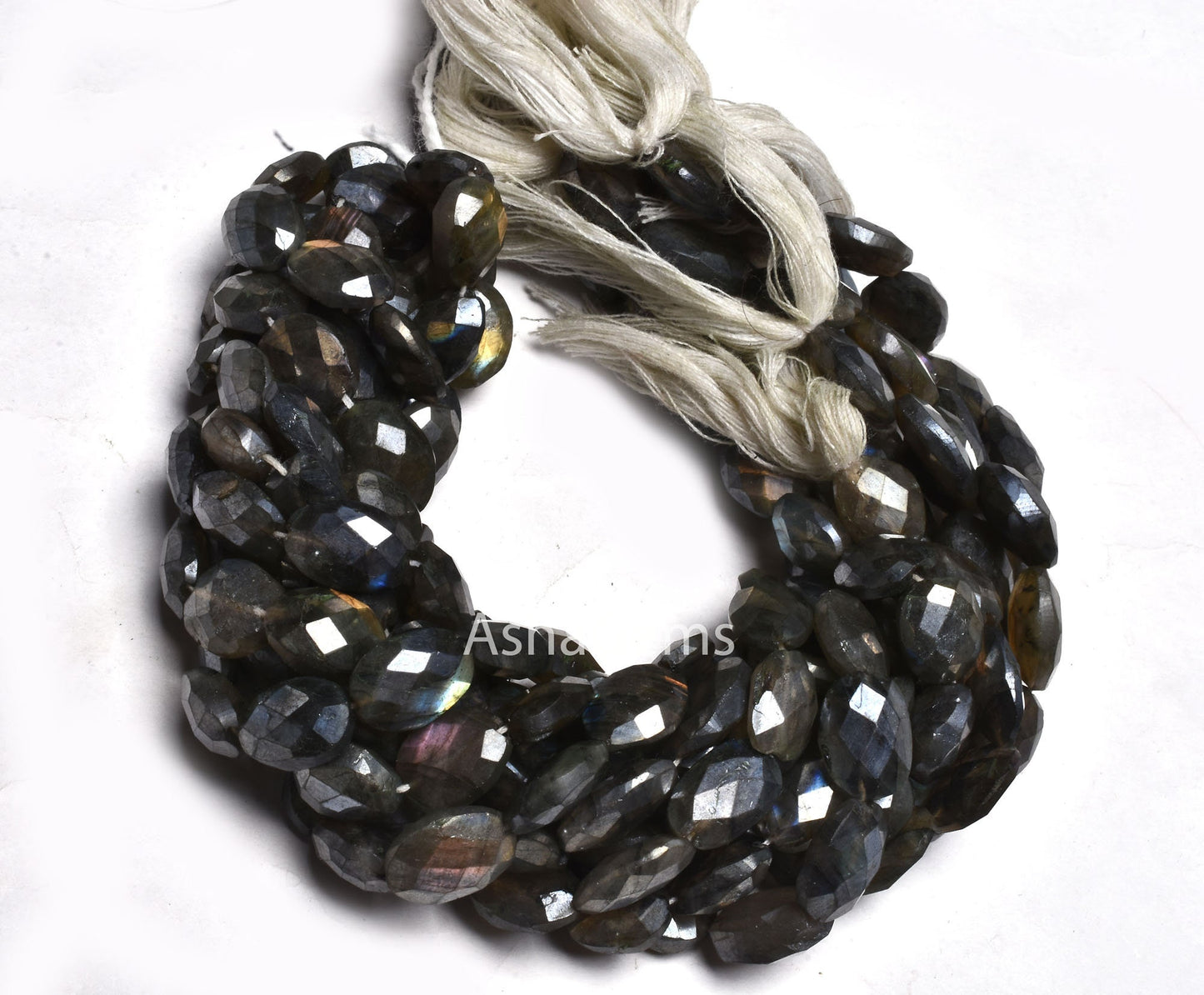 9" Strand Labradorite Silver Coated Faceted Mani Oval Shape Checker Cut Gemstone Beads, Labradorite Oval Beads For Jewelry Making craft sale