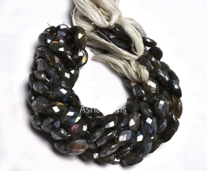 9" Strand Labradorite Silver Coated Faceted Mani Oval Shape Checker Cut Gemstone Beads, Labradorite Oval Beads For Jewelry Making craft sale
