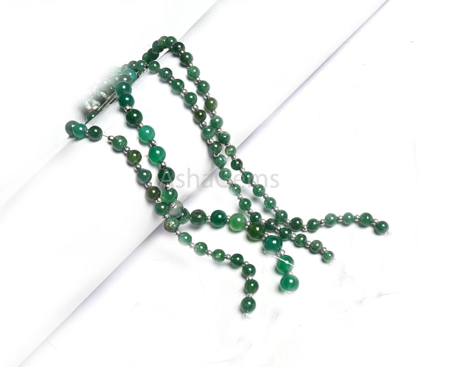 Beautiful Green Onyx Smooth Round Shape Gemstone Beads, Shaded Green Onyx Round Ball handmade  Beads, Onyx Plain Beads Jewelry Making Crafts