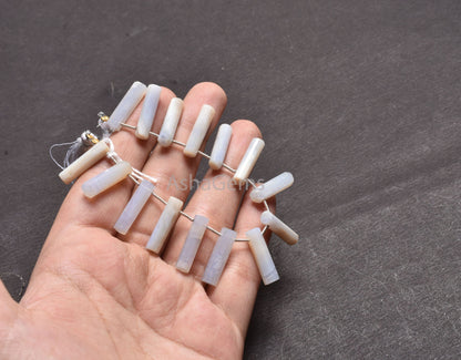 Blue lace Agate Long Pipe Shape Faceted Beads,5-20 mm Natural Blue Lace Agate Fancy Tube Side Drill Gemstone Beads Jewelry Making Craft SALE