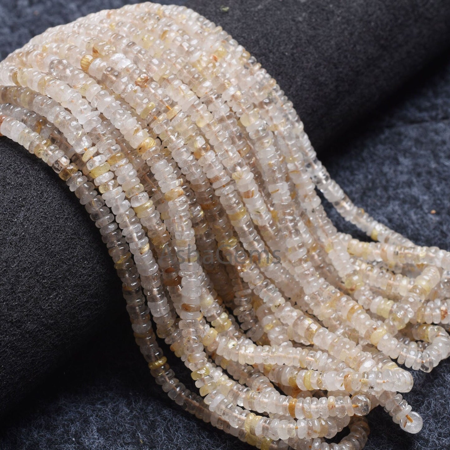 Golden Rutile heishi Tyre Shape Gemstone Beads,5 mm Natural Rutile Beads Tyre,8/16"Strand Yellow Rutile Smooth Handmade Flat Wheel Bead SALE