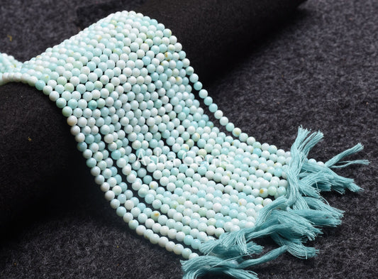 5 mm Rare Peru Opal Smooth Round Shape Beads,13" Strand Sky Blue Opal Round Balls Gemstone Bead, Polished Peruvian Opal Bead Jewelry SALE