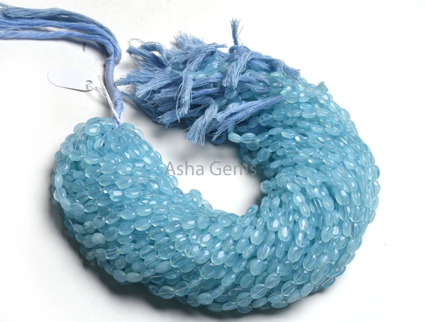 14" Strand Fine Sky Blue Quartz Hydro Smooth Oval Handmade Beads, 6.5-8.5 mm Blue Hydro Plain Handmade Oval Shape Beads Jewelry Crafts SALE