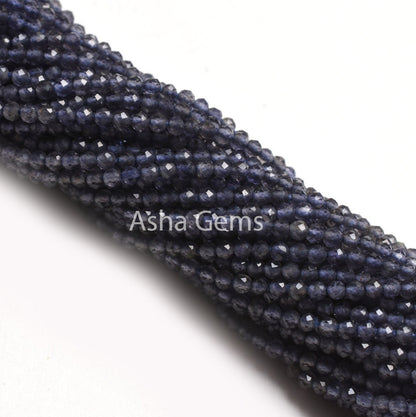 Sale 13" Strand Beautiful Natural Blue Iolite Micro Cut Beads,2.2 mm AAA Quality Iolite Faceted Machine Cut Rondelle Gemstone Bead Jewelry