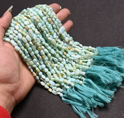 Beautiful Blue Peru Opal Smooth Nugget Beads, Peruvian Boulder Opal Tiny Nuggets Gemstone Loose Beads Jewelry Making Craft Opal Tumble Beads