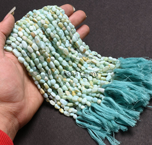 Beautiful Blue Peru Opal Smooth Nugget Beads, Peruvian Boulder Opal Tiny Nuggets Gemstone Loose Beads Jewelry Making Craft Opal Tumble Beads