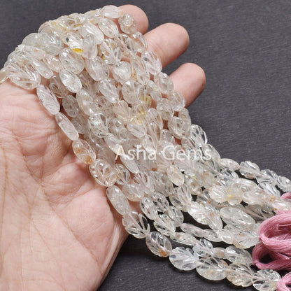 Natural Morganite Carving Oval Shape Gemstone Beads,13"Strand Pink Aquamarine Carved Oval Handmade Beads, Aquamarine Bead Jewelry Craft SALE
