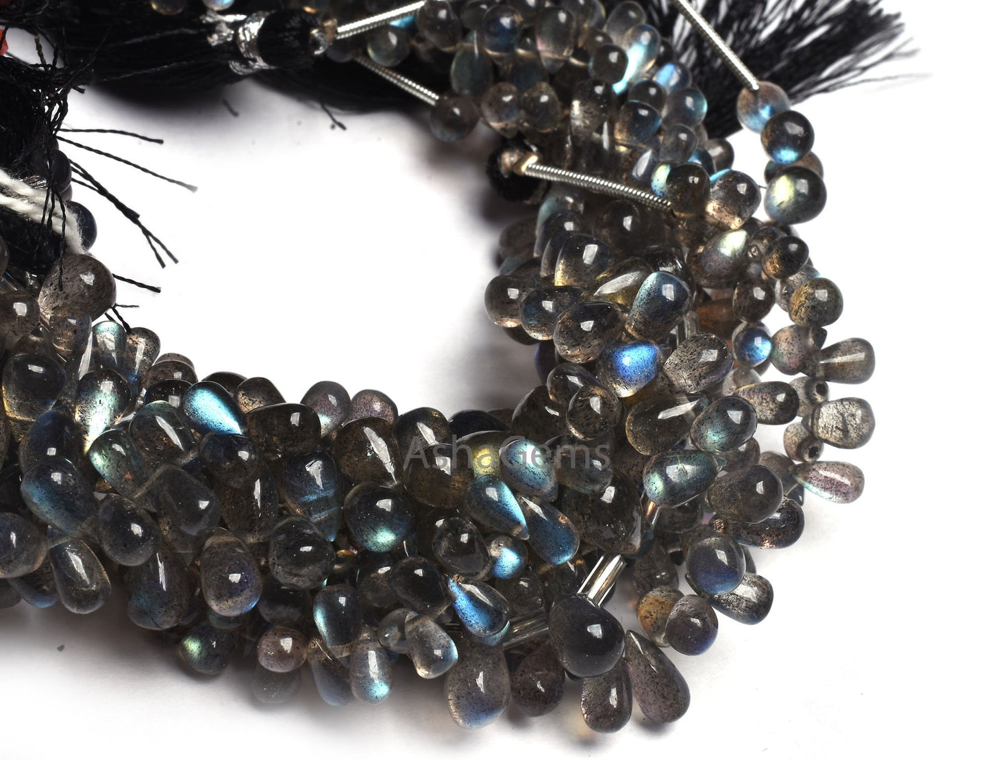 Natural Blue Fire labradorite Smooth Drops Shape Beads, Black Rainbow Plain Handmade Teardrop Gemstone Beads, Labradorite Beads Jewelry SALE