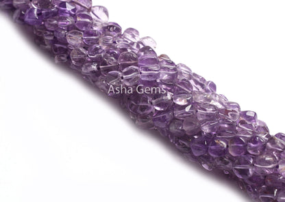 Natural amethyst Smooth Uneven Flat Coin Gemstone Beads,13" Strand Light Purple Amethyst Handmade Coin Straight Drill Beads, Amethyst Bead