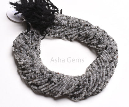 2.5 mm Natural Black Rutile Faceted Micro Cut Gemstone Beads.12.5" Strand Black Rutile Rondelle Machin Cut  Beads, Black Rutile Bead Jewelry