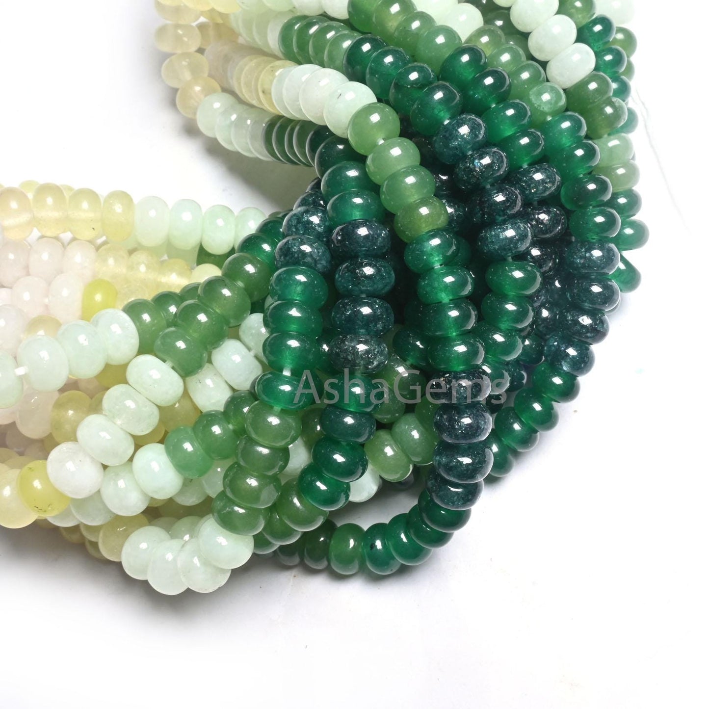AAA Quality Mix Quartz Smooth Rondelle Beads,8 mm Shaded Army Green Multi Color Gemstone Roundelle Jade Quartz Beads Jewelry Craft Necklace (AG 12309 )