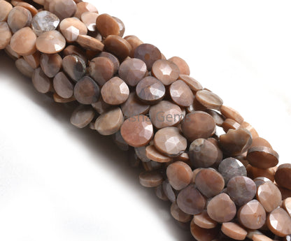 Beautiful Shaded Peach Opal Faceted Heart Shape Gemstone Beads,6.5" Chocolate Pink Opal Beads, Opal Heart Briolette Bead jewelry Making SALE