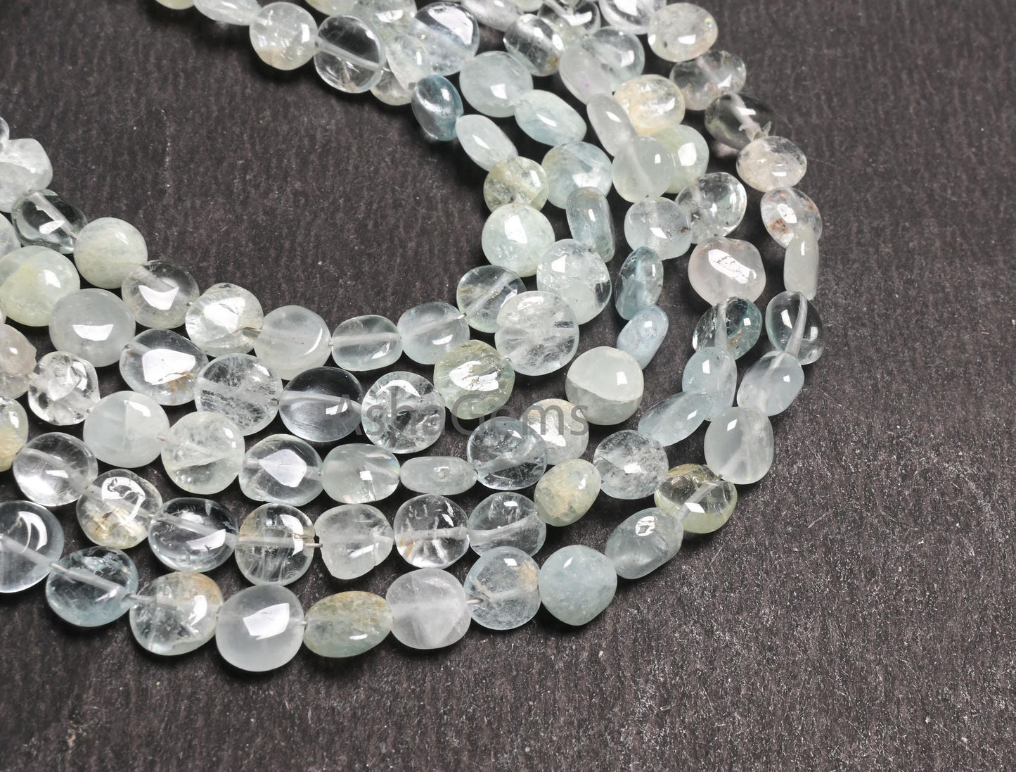 Natural Light Aqua Blue Aquamarine Coin Uneven Shape handmade Beads,8" Aquamarine Smooth Coin Gemstone loose Beads Jewelry making Craft SALE