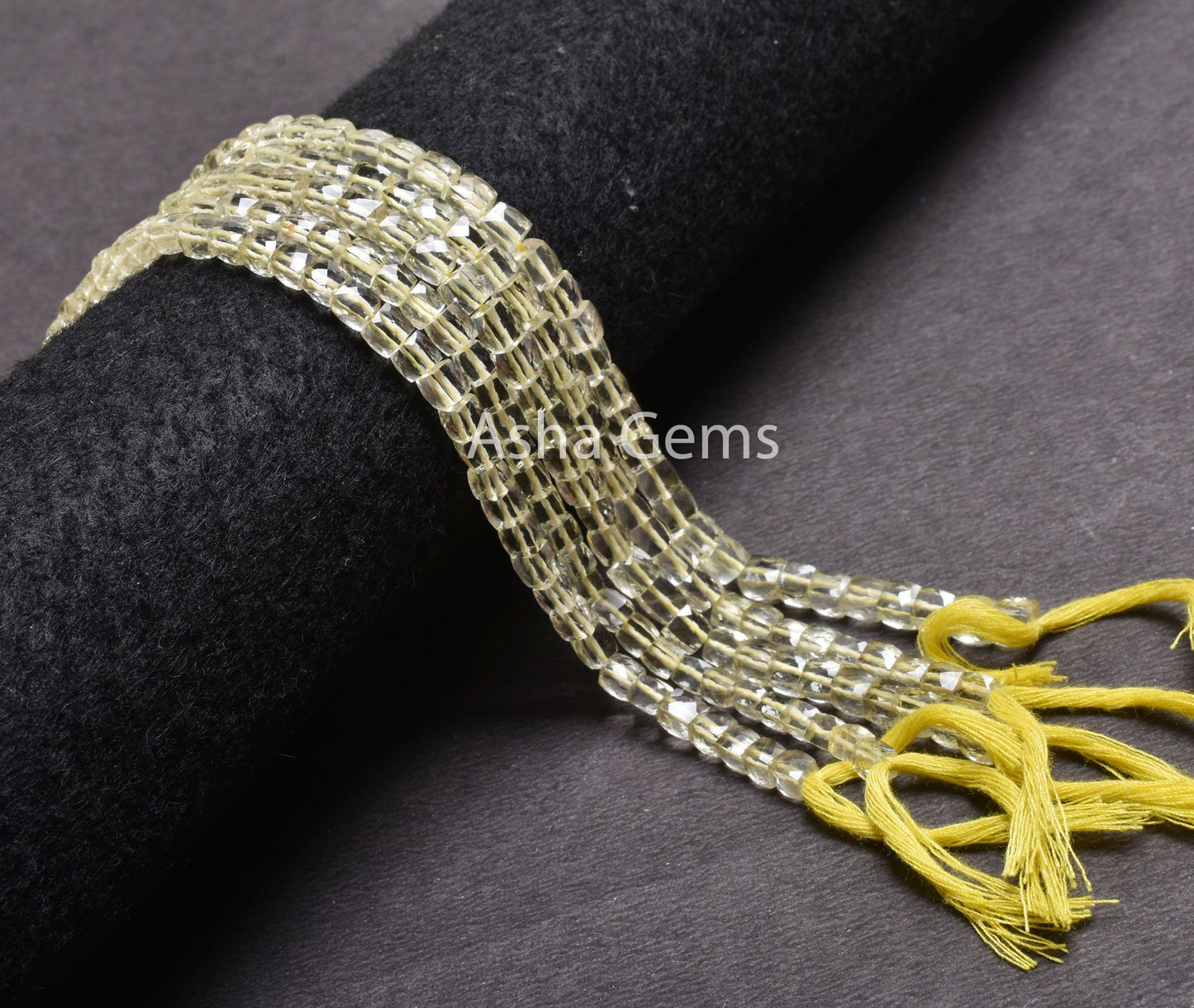 Natural Lemon Quartz Faceted Box Shape Beads,9" Natural Yellow Lemon Tiny 3D Cube Box Gemstone Center Drill Beads Jewelry Making Craft SALE