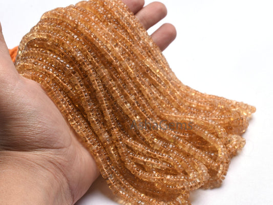 Natural Yellow Citrine Quartz Smooth Flat Tyre Beads, Fine Citrine Plain Handmade Heishi tyre bead Gemstone Citrine Bead Jewelry Making SALE