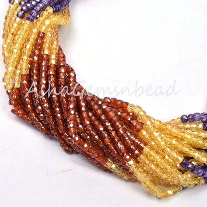 Beautiful Multi Color Zircon Micro Cut Faceted Beads,13" Strand AAA Multi Zircon Machine Cut Rondelle Shape Beads 3 mm,Jewelry Making Crafts