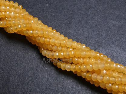 6 mm Fine Yellow Jade Quartz faceted Rondelle Shape Beads, Beautiful Pastel Yellow Jade machine cut Gemstone Beads Jewelry Making Craft SALE