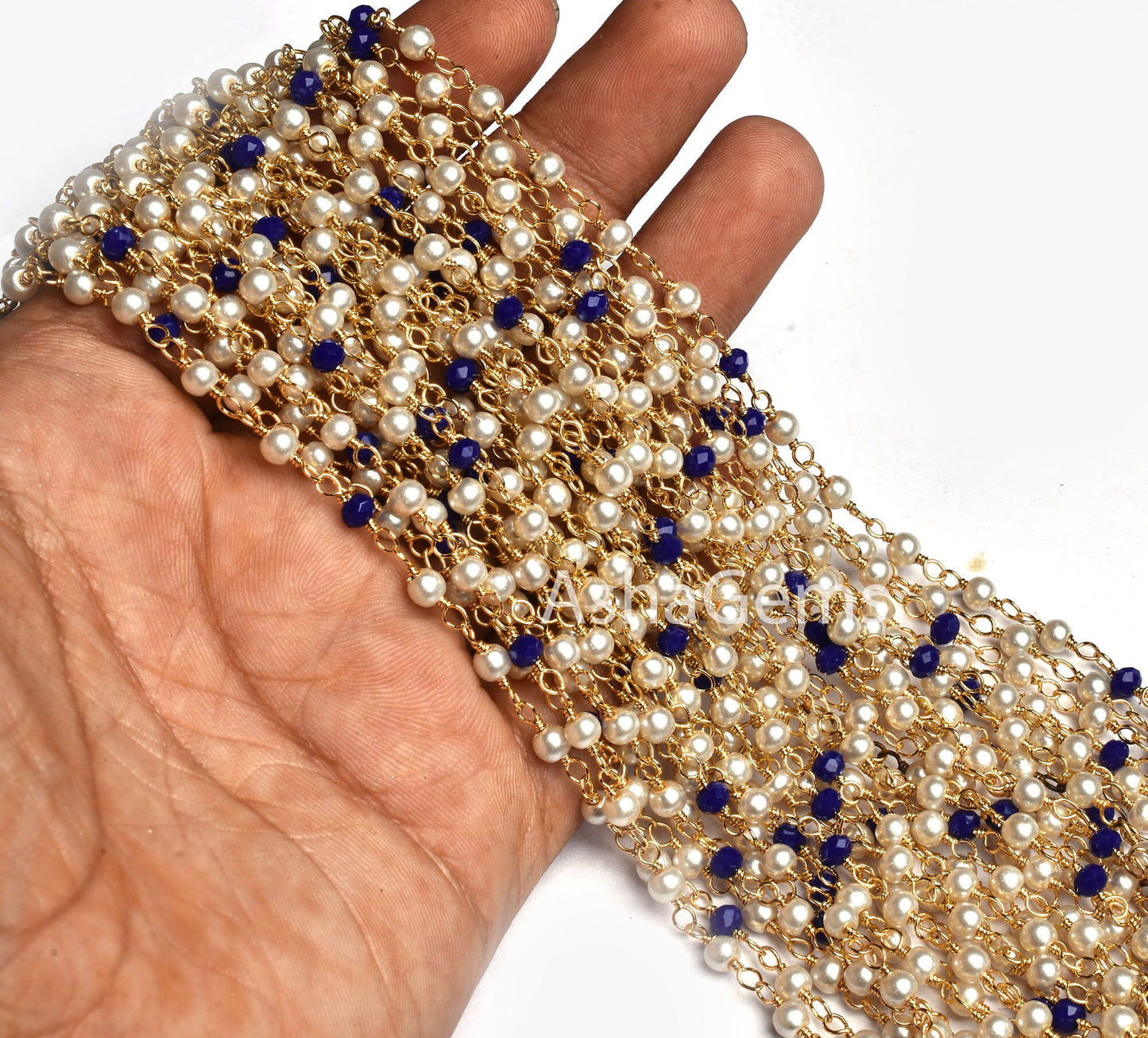 1,10,25,50 foot Bulk Roll Rosary Chain Pearl Blue Lapis Hydro Faceted Rondelle Beads Chain Multi Color Gold Plated Wire Beaded Chains Rosary