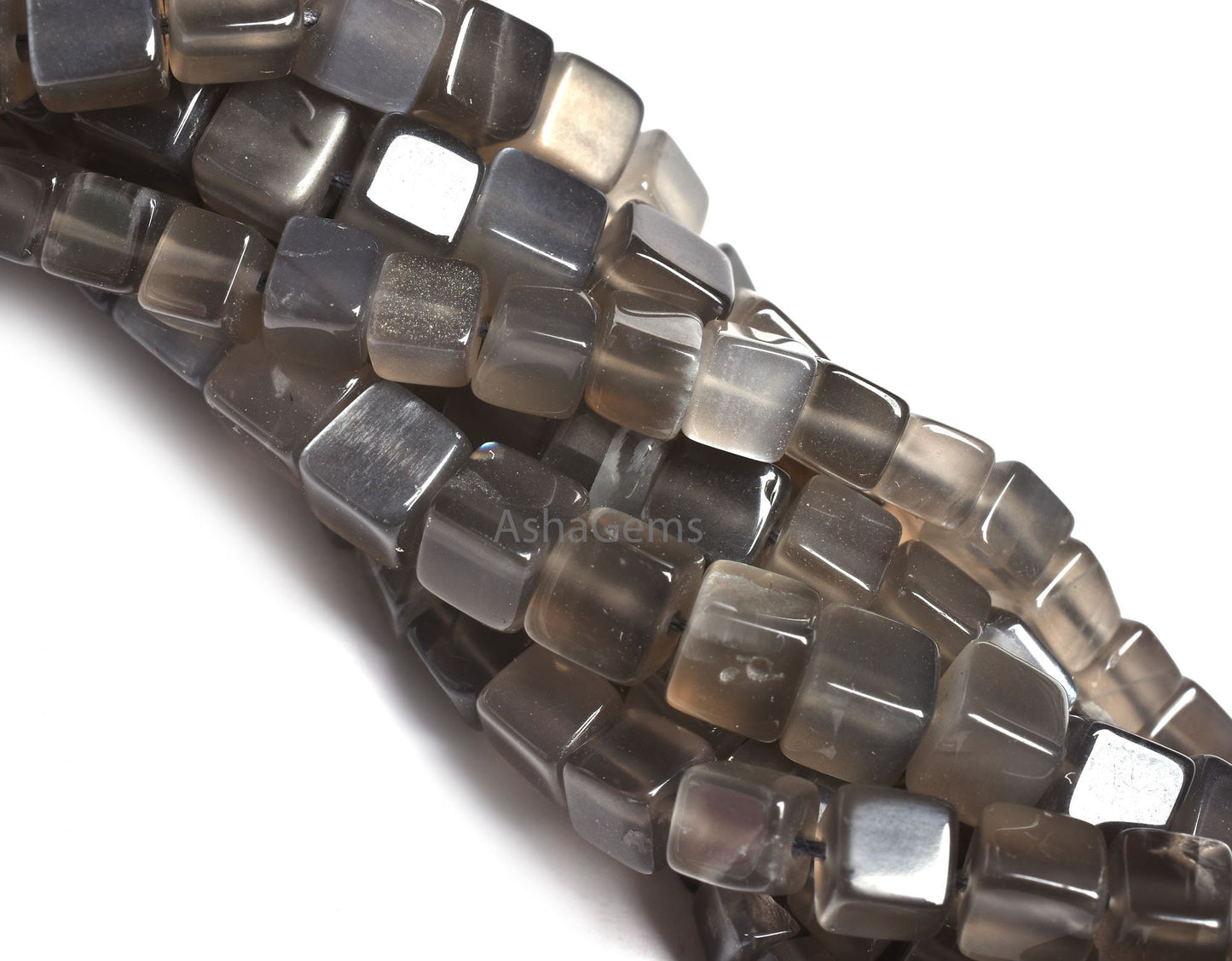 Beautiful Gray Moonstone Smooth Box Shape Beads, Natural Grey Moonstone 3D Cube Box Gemstone Beads, Moonstone Handmade Indian Beads jewelry