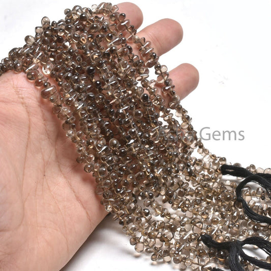 Beautiful Smoky Quartz Smooth Handmade Drops Gemstone Beads,Smoky Plain Handmade Tiny Teardrop Handmade Smoky Bead Jewelry Making Craft SALE