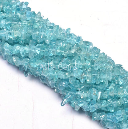 AAA Quality Apatite smooth Uncut Chip Beads Gemstone, 34"strand natural sky Blue Apatite raw Rough Beads, blue Apatite Beads Jewelry SALE