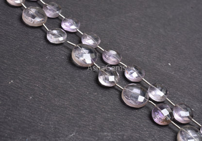 Natural Pink Amethyst faceted Coin Shape Beads,7"Amethyst Coin Beads, Fine Quality Pink amethyst Coin Briolette Gemstone Bead Jewelry Making