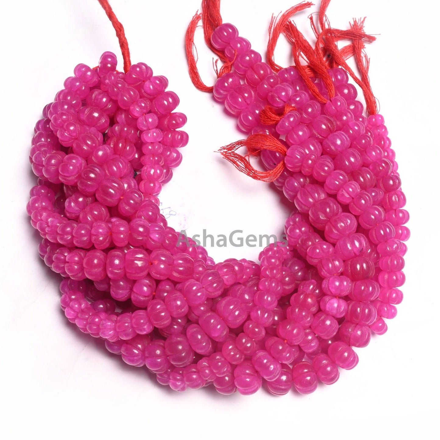 Beautiful Pink Quartz carving Watermelon Beads, Fine Pink Quartz Carved Handmade Pumpkin Gemstone Melon Beads Curved Necklace Jewelry Crafts
