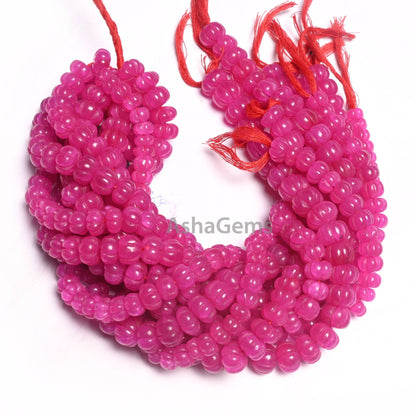 Beautiful Pink Quartz carving Watermelon Beads, Fine Pink Quartz Carved Handmade Pumpkin Gemstone Melon Beads Curved Necklace Jewelry Crafts