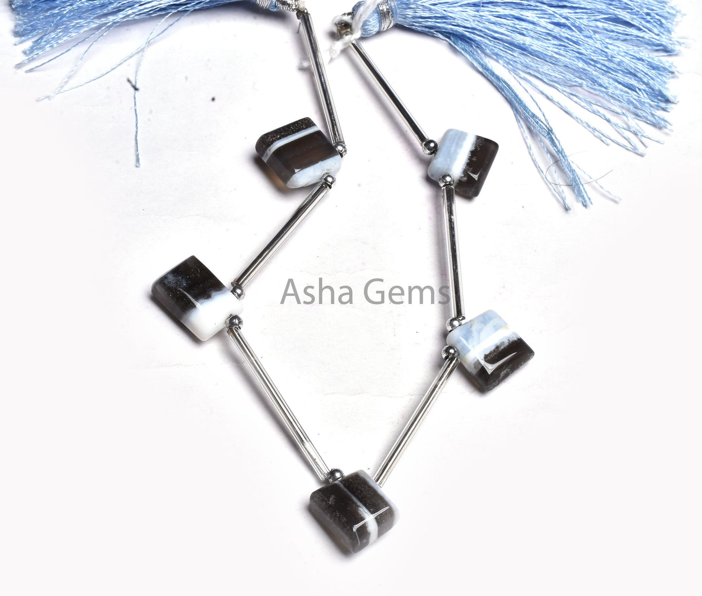 Beautiful Boulder Opal Fancy Square Handmade Beads, Blue Boulder Opal Uneven Square Side Drill Gemstone Blue Opal Beads Jewelry Making Craft