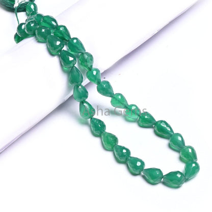 Beautiful Green Onyx Faceted Drops Shape Beads,7-10mm Green Onyx T Drill Drop Beads,AAA Onyx Faceted Teardrop Bead Jewelry Making Craft SALE